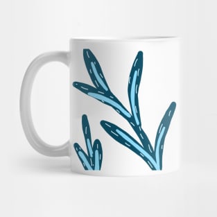 Blue leaves trees branches art Mug